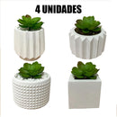 Kit 4 ou 2 Unidades Vaso decorativo de gesso texturizado para Suculentas, Cactus e Plantas
