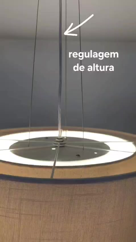 Luminária de Teto Pendente Cúpula Dupla Linho Pérola 40x16 Tom Luz