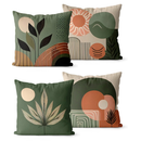 Kit 4 Capas de Almofadas Decorativas 45x45 - Floral Verde e Bege