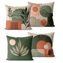 Kit 4 Capas de Almofadas Decorativas 45x45 - Floral Verde e Bege