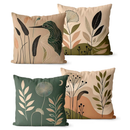 Kit 4 Capas de Almofadas Decorativas 45x45 - Floral Verde e Bege