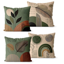 Kit 4 Capas de Almofadas Decorativas 45x45 - Floral Verde e Bege
