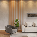 KIT ATÉ 50 PLACAS Painel Ripado MDF Autocolante Madeira 45x11cm Revestimento MDF de Parede - ENVIO FULL