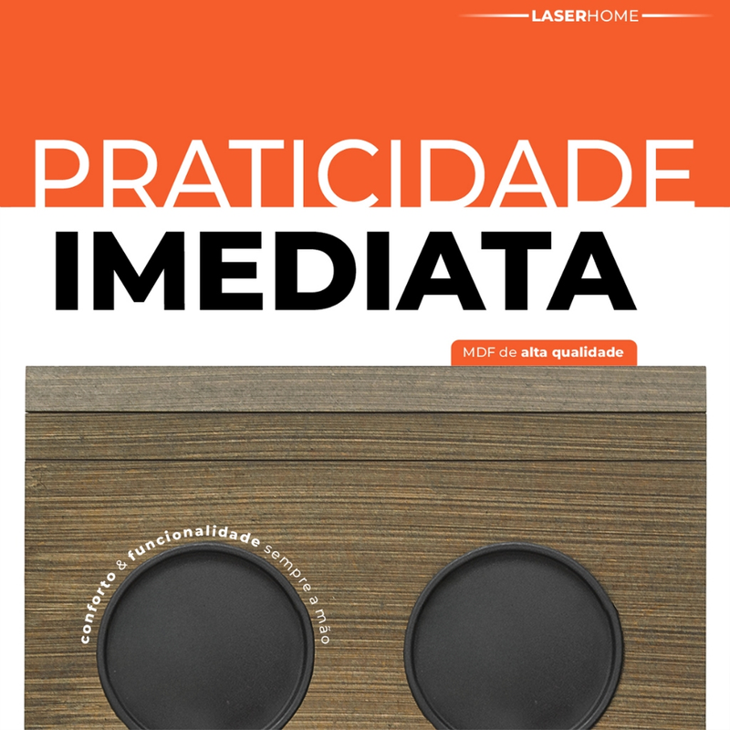 Esteira Suporte Porta Controle e Copos Para Sofá