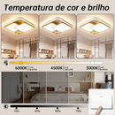 Luminária de LED de Sobrepor Quadrada Bivolt 3 Cores Com Luz Central Dupla Lustre de teto