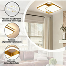 Luminária de LED de Sobrepor Quadrada Bivolt 3 Cores Com Luz Central Dupla Lustre de teto