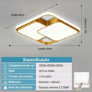 Luminária de LED de Sobrepor Quadrada Bivolt 3 Cores Com Luz Central Dupla Lustre de teto