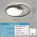 Luminária de LED de Sobrepor Quadrada Bivolt 3 Cores Com Luz Central Dupla Lustre de teto