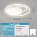 Luminária de LED de Sobrepor Quadrada Bivolt 3 Cores Com Luz Central Dupla Lustre de teto