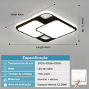 Luminária de LED de Sobrepor Quadrada Bivolt 3 Cores Com Luz Central Dupla Lustre de teto