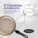 Jogo De Panelas 10 Peças Antiaderente Conjunto Caçarola Frigideira Fervedor Cor Coffee Cappuccino Kit Talheres