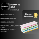 Kit 4 Forma De Gelo Fundo Silicone 14 Cubos Tampa Rígida