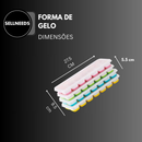 Kit 4 Forma De Gelo Fundo Silicone 14 Cubos Tampa Rígida