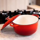 Kit Jogo Panelas Esmaltadas Antiaderente Ferro Fundido Chama e Indução Com Inmetro Estilo Creuset