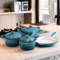 Kit Jogo Panelas Esmaltadas Antiaderente Ferro Fundido Chama e Indução Com Inmetro Estilo Creuset