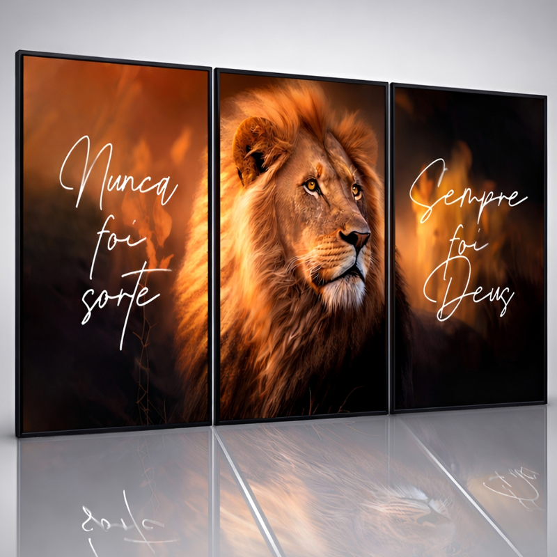 Quadros Decorativos Grande Sala Quarto Leao Nunca Foi Sorte 122x60