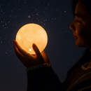 Luminária Lua Cheia 3D LED com Base – Luz Noturna Abajur para Quarto, Sala ou Presente