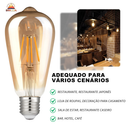 KIT 2 a 6 Lâmpada Filamento LED ST64 4W E27 Âmbar Estilo Retrô Vintage Luz Quente Edison Bivolt