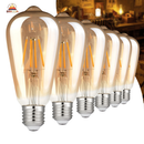 KIT 2 a 6 Lâmpada Filamento LED ST64 4W E27 Âmbar Estilo Retrô Vintage Luz Quente Edison Bivolt