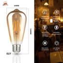 KIT 2 a 6 Lâmpada Filamento LED ST64 4W E27 Âmbar Estilo Retrô Vintage Luz Quente Edison Bivolt