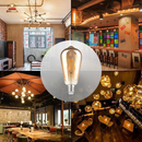 KIT 2 a 6 Lâmpada Filamento LED ST64 4W E27 Âmbar Estilo Retrô Vintage Luz Quente Edison Bivolt